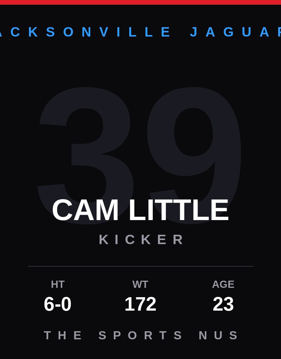 Cam Little player card: Jacksonville Jaguars kicker, number 39