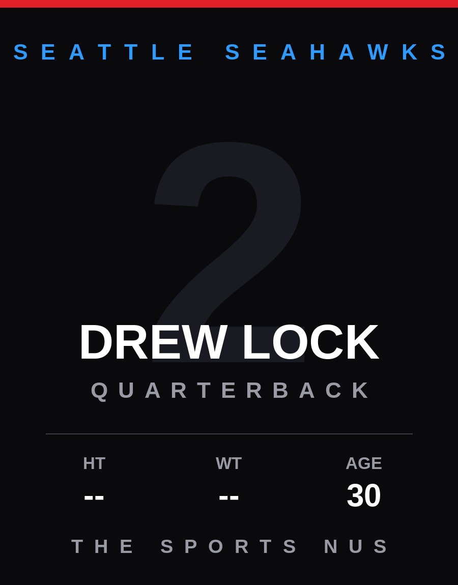 Drew Lock player card: Seattle Seahawks quarterback, number 2