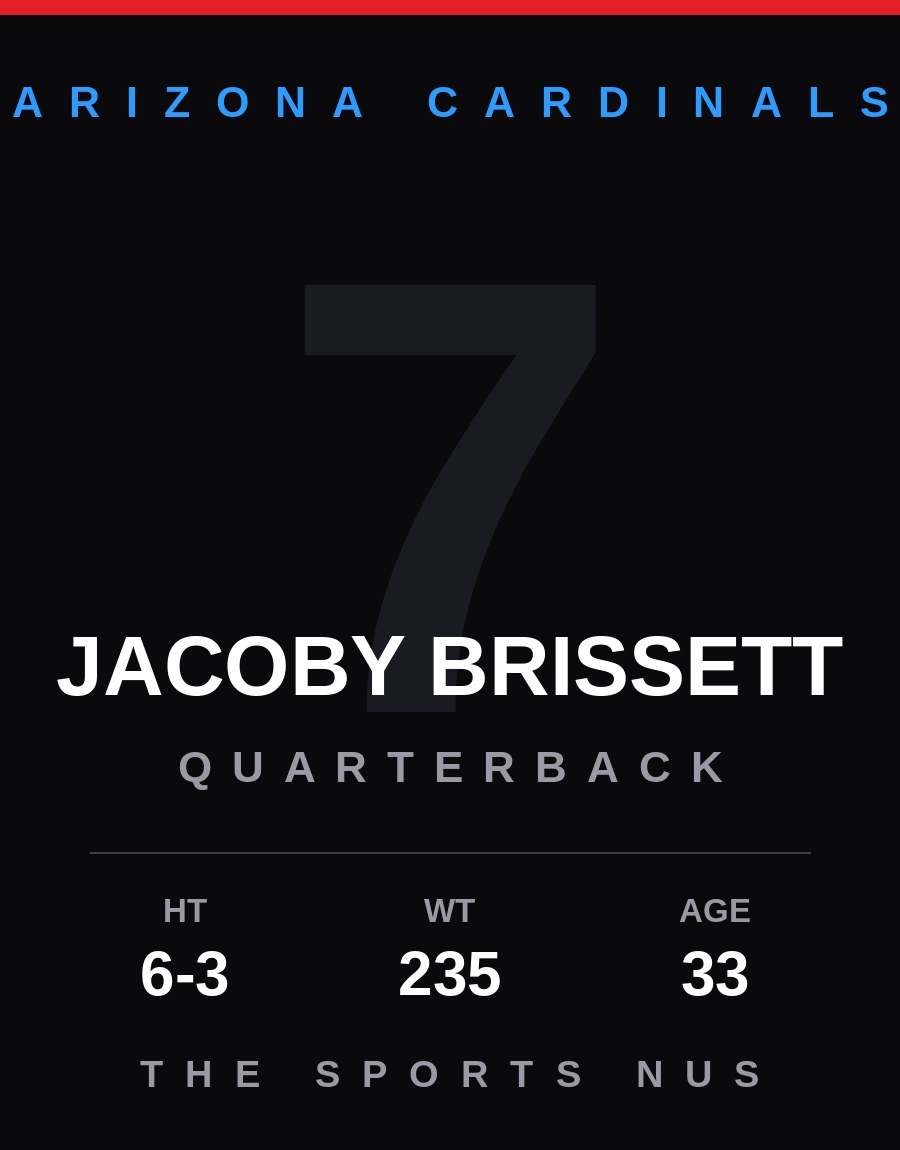 Jacoby Brissett player card: Arizona Cardinals quarterback, number 7