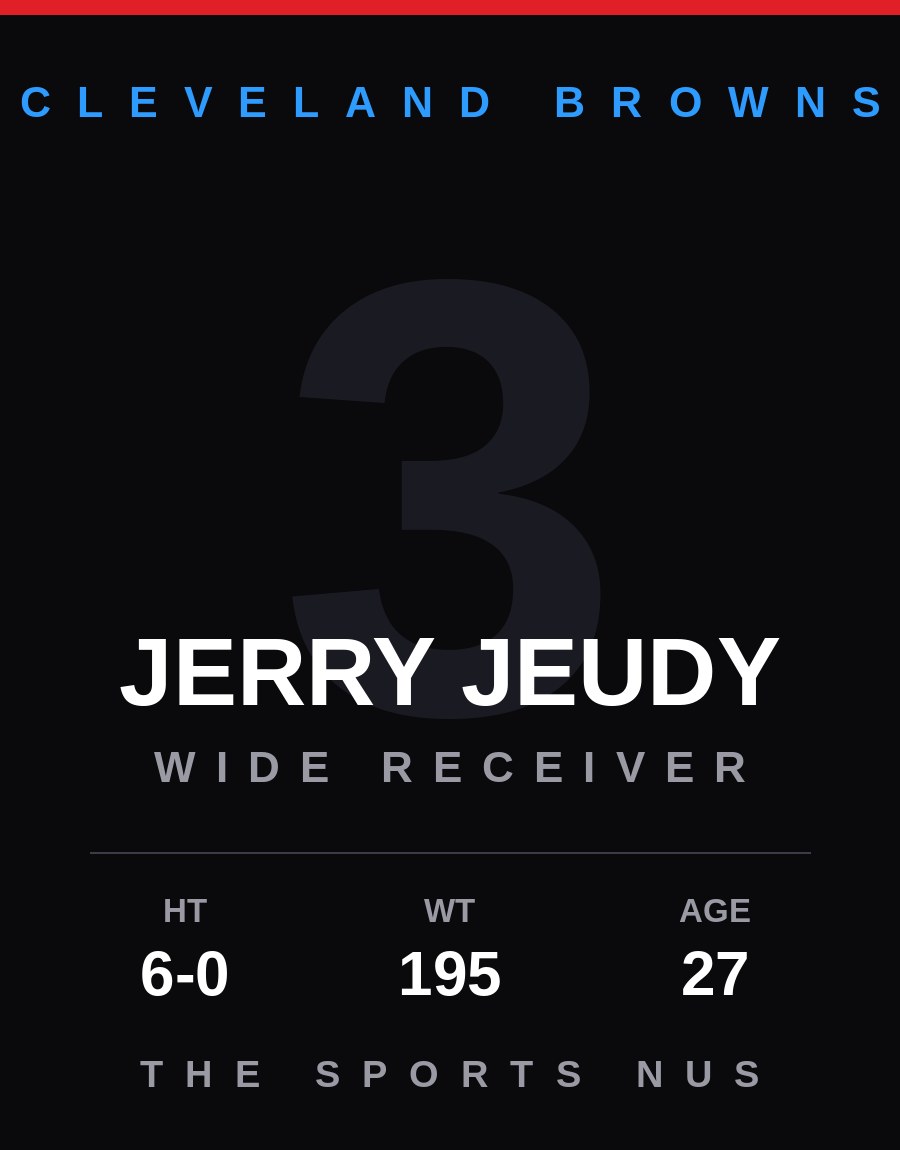 Jerry Jeudy player card: Cleveland Browns wide receiver, number 3