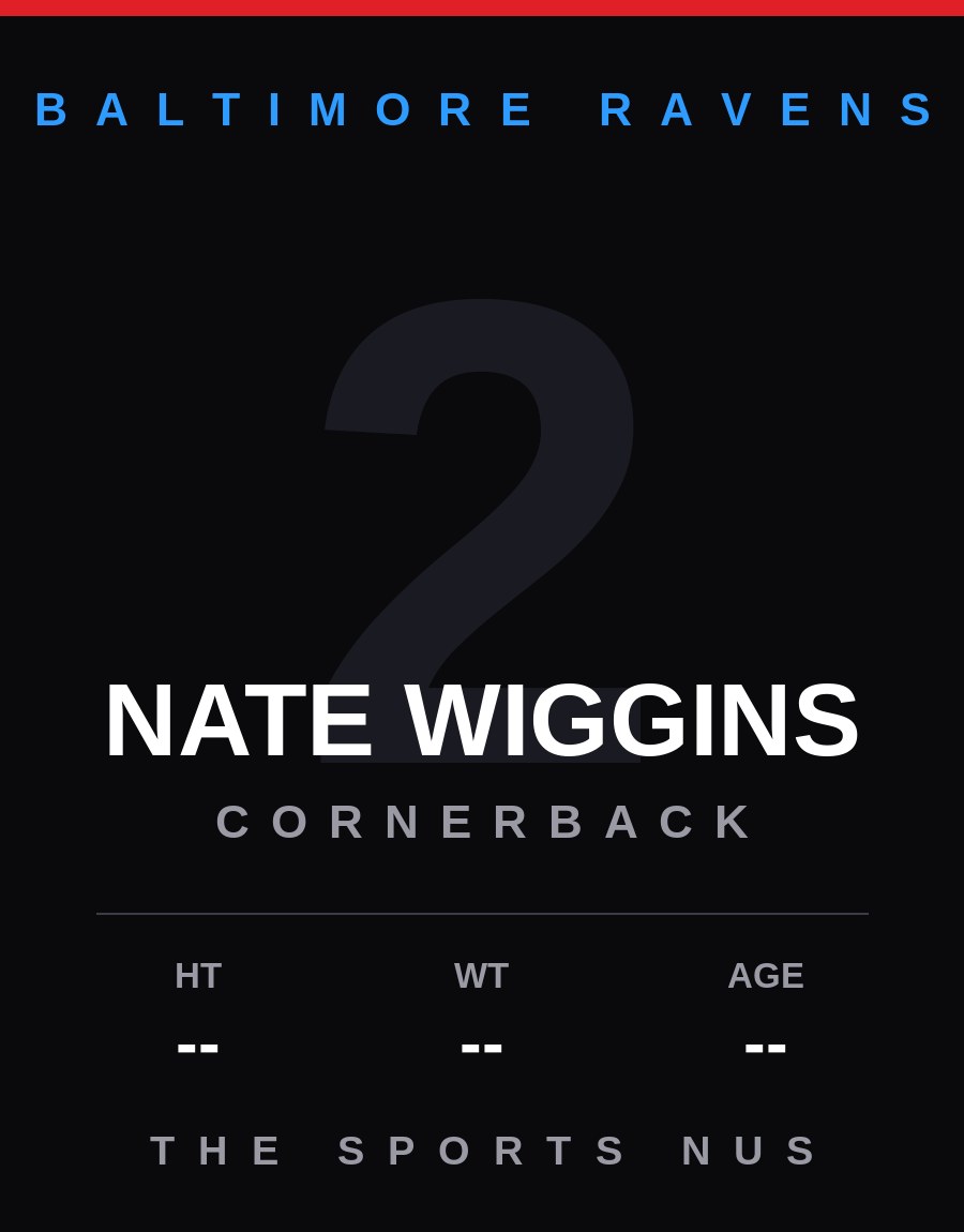 Nate Wiggins player card: Baltimore Ravens cornerback, number 2
