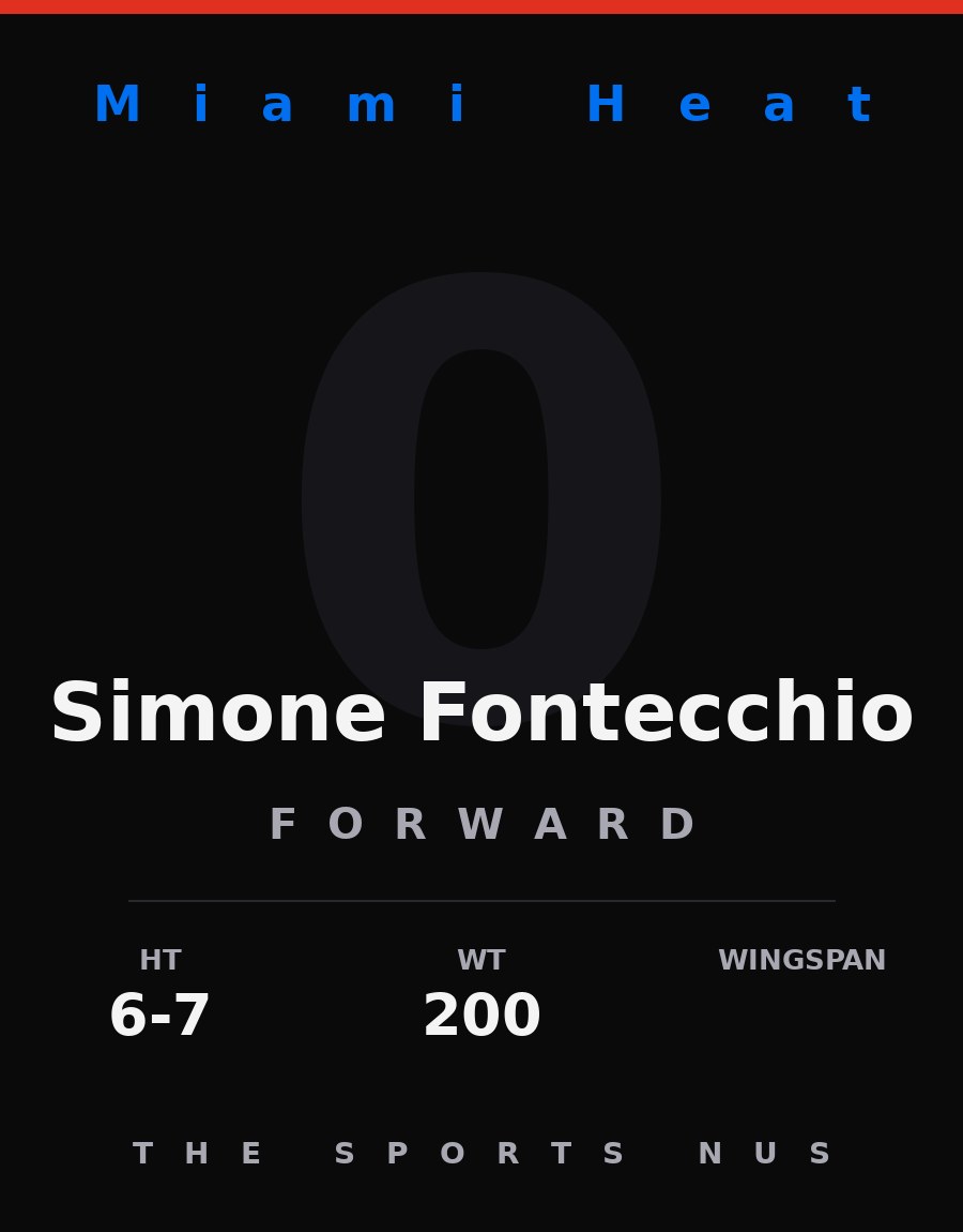 Simone Fontecchio player card: Miami Heat forward, number 0