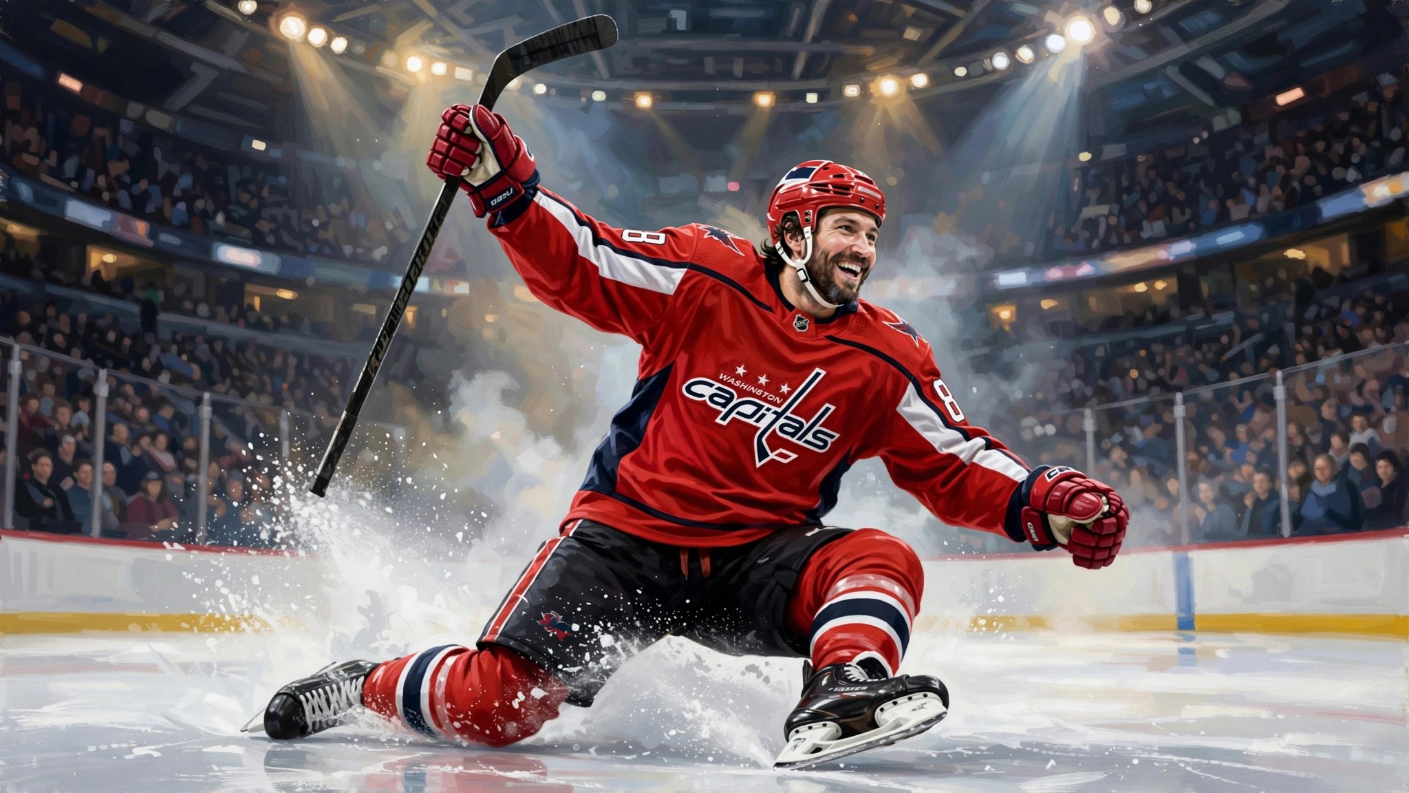 Alex Ovechkin celebrating a goal in his final NHL season