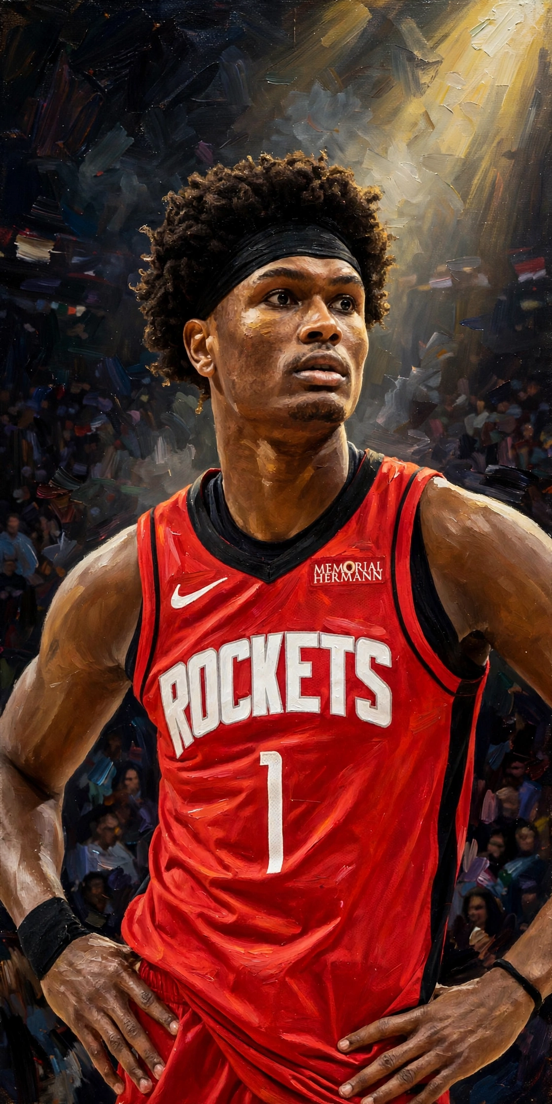 Illustration of Amen Thompson in a Houston Rockets uniform