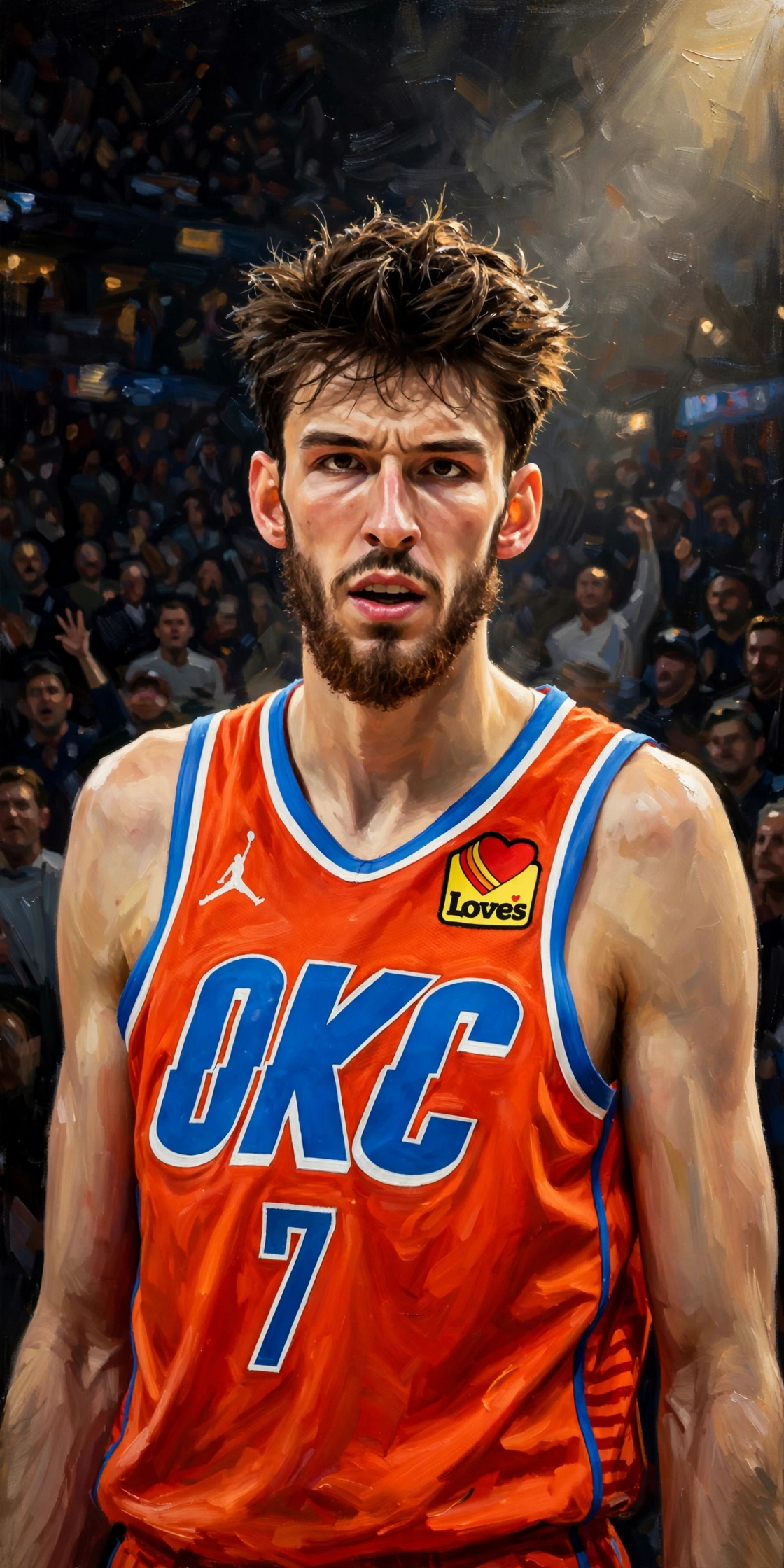 Illustration of Chet Holmgren in a Oklahoma City Thunder uniform