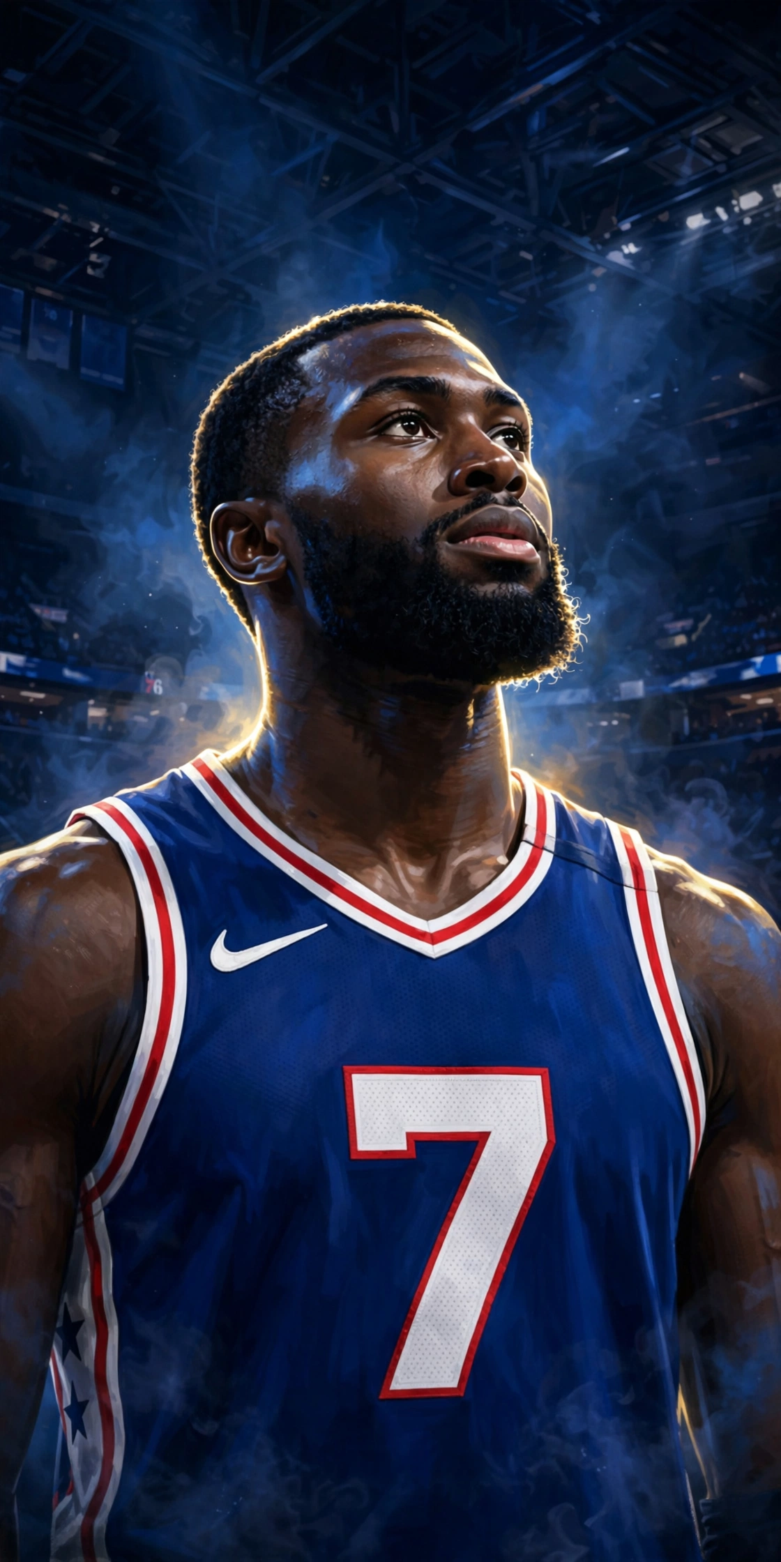 Illustration of Jaylen Brown in a Philadelphia 76ers uniform
