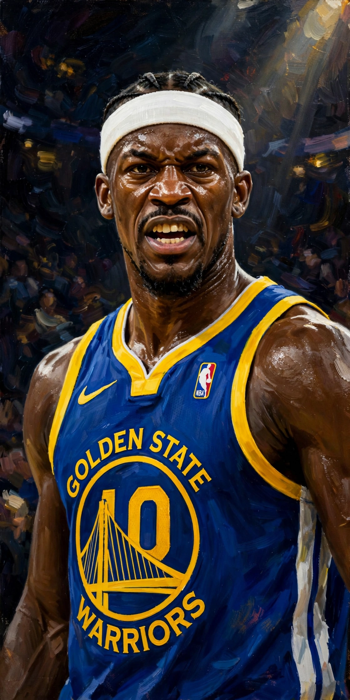 Illustration of Jimmy Butler III in a Golden State Warriors uniform