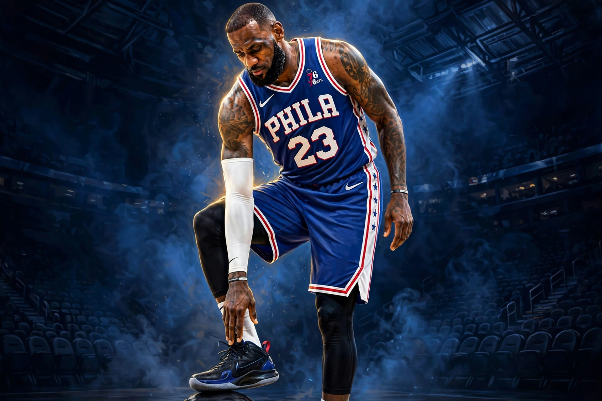 LeBron James in a 76ers uniform
