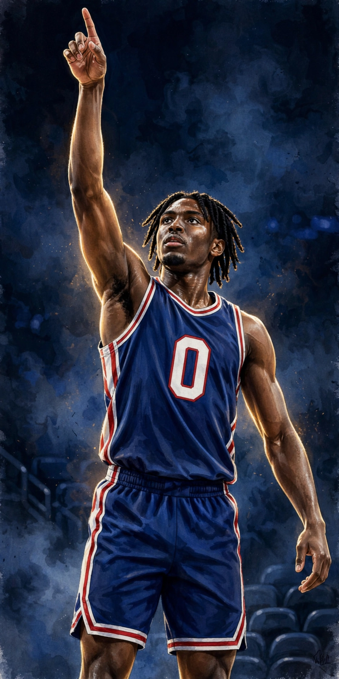Illustration of Tyrese Maxey in a Philadelphia 76ers uniform